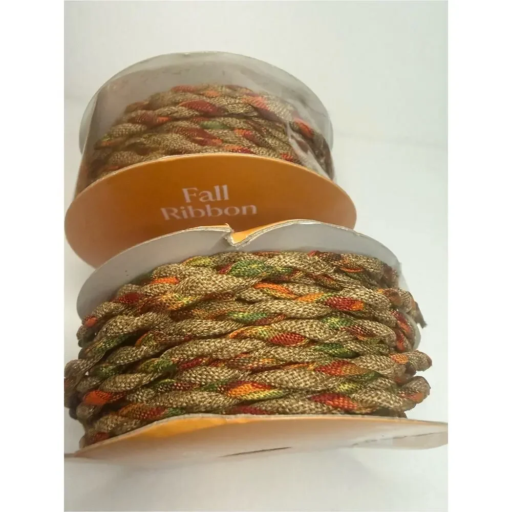 Hobby Lobby Fall Ribbon Garland in Orange, Brown, Green and Burgundy